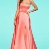 Sherri Hill - 53307 High Slit Strapless Satin A-Line Dress