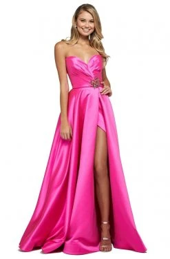 Sherri Hill - 53308 Strapless Sweetheart High Slit Satin Dress