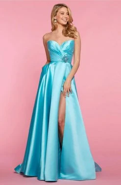 Sherri Hill - 53308 Strapless Sweetheart High Slit Satin Dress 14 Sherri Hill - 53308 Strapless Sweetheart High Slit Satin Dress
