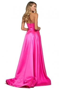 Sherri Hill - 53308 Strapless Sweetheart High Slit Satin Dress