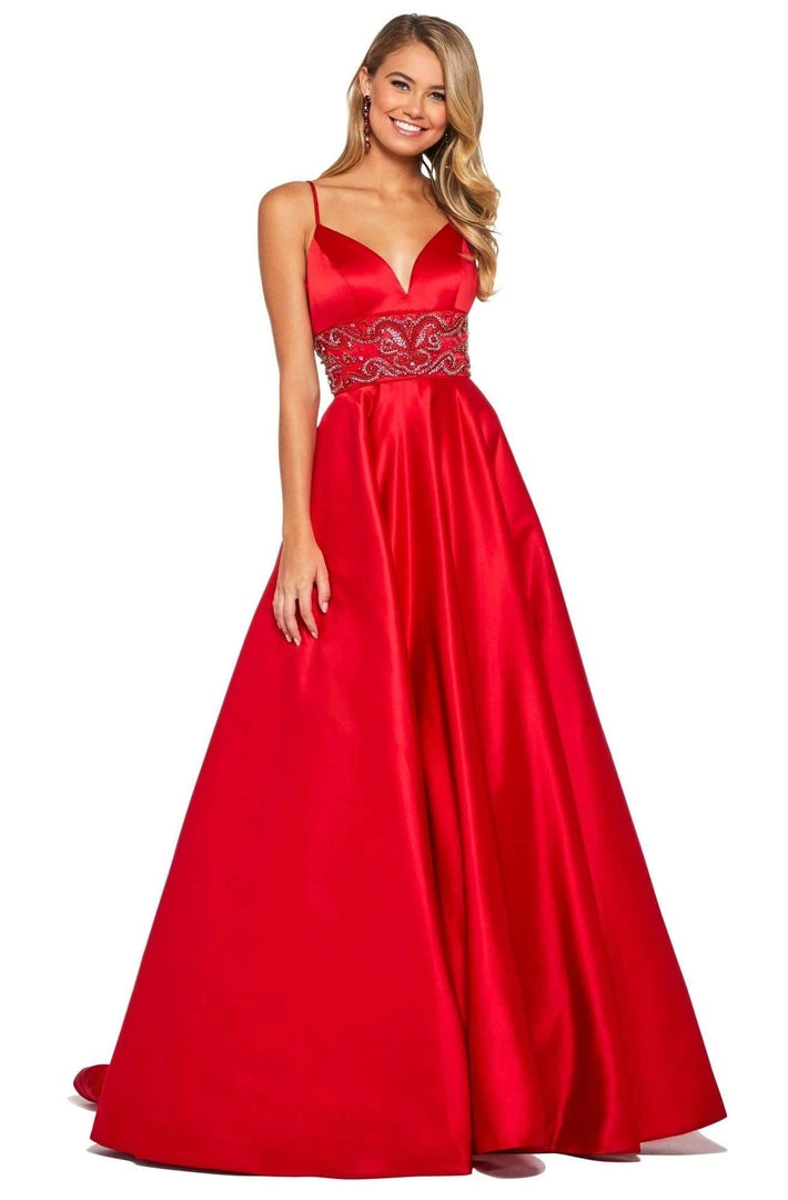 Sherri Hill - 53313 Sweetheart Beaded Midriff Mikado Dress 3 Sherri Hill - 53313 Sweetheart Beaded Midriff Mikado Dress