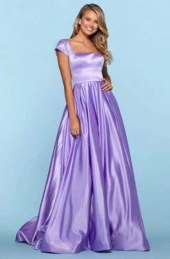 Sherri Hill - 53314 Square Neck Mikado Pleated A-Line Dress