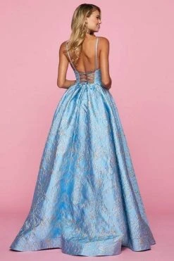 Sherri Hill - 53328 Deep V-Neck Brocade Ballgown