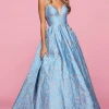 Sherri Hill - 53328 Deep V-Neck Brocade Ballgown 2 Sherri Hill - 53328 Deep V-Neck Brocade Ballgown
