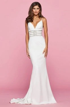 Sherri Hill - 53331 V-Neck Beaded Scuba Trumpet Dress