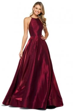 Sherri Hill - 53350 High Neckline Shimmer Satin Dress