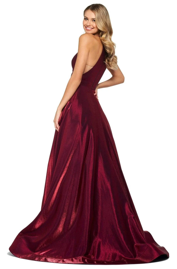 Sherri Hill - 53350 High Neckline Shimmer Satin Dress 4 Sherri Hill - 53350 High Neckline Shimmer Satin Dress