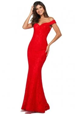 Sherri Hill - 53357 Lace Off-Shoulder Trumpet Dress With Train 8 Sherri Hill - 53357 Lace Off-Shoulder Trumpet Dress With Train