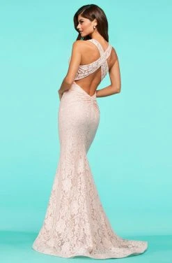 Sherri Hill - 53363 Crisscross Back V-Neck Lace Mermaid Dress 13 Sherri Hill - 53363 Crisscross Back V-Neck Lace Mermaid Dress