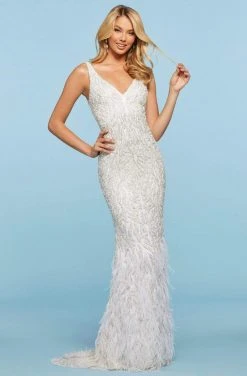 Sherri Hill - 53367 Long Feather Sheath Dress 7 Sherri Hill - 53367 Long Feather Sheath Dress