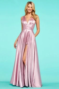 Sherri Hill - 53368 Sleeveless V-Neck Satin A-Line Dress