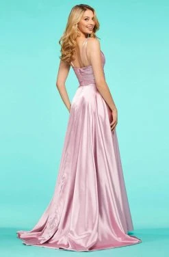 Sherri Hill - 53368 Sleeveless V-Neck Satin A-Line Dress