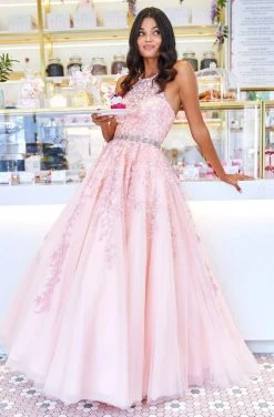 Sherri Hill - 53371 Embroidered Halter Tulle A-Line Dress