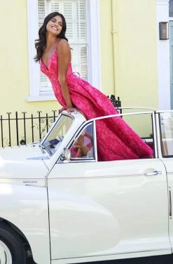 Sherri Hill - 53378 Brocade Plunging V-neck A-line Gown