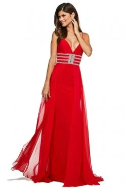 Sherri Hill - 53386 Sleeveless V Neck Long Dress With Overskirt