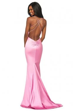 Sherri Hill - 53390 Satin Deep V-neck Trumpet Dress