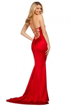 Sherri Hill - 53394 Strappy Stretch Satin Long Dress With Slit