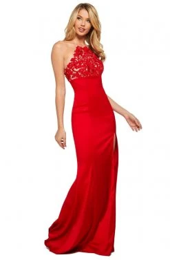 Sherri Hill - 53394 Strappy Stretch Satin Long Dress With Slit