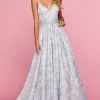 Sherri Hill - 53397 Brocade Plunging V-neck A-line Dress