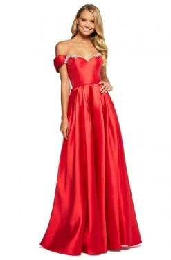 Sherri Hill - 53399 Embellished Off-Shoulder Mikado A-Line Dress