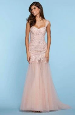 Sherri Hill - 53415 Lace Applique Sweetheart Tulle Trumpet Dress