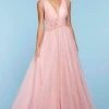 Sherri Hill - 53416 Long V-Neck Beaded Organza Dress