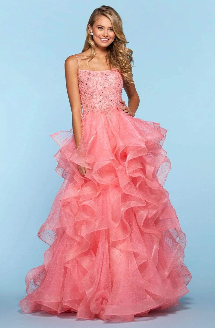 Sherri Hill - 53418 Beaded Lace Scoop Ruffled Ballgown 7 Sherri Hill - 53418 Beaded Lace Scoop Ruffled Ballgown