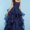 Sherri Hill - 53418 Beaded Lace Scoop Ruffled Ballgown 1 Sherri Hill - 53418 Beaded Lace Scoop Ruffled Ballgown