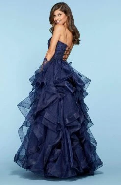 Sherri Hill - 53418 Beaded Lace Scoop Ruffled Ballgown