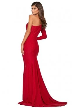 Sherri Hill - 53428 Single Sleeve Beaded Jersey Fitted Dress 9 Sherri Hill - 53428 Single Sleeve Beaded Jersey Fitted Dress