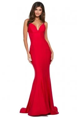 Sherri Hill - 53434 V-Neck Jersey Mermaid Evening Dress