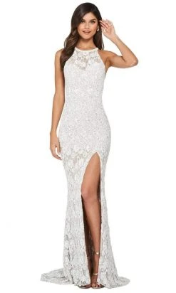 Sherri Hill - 53441 Beaded Halter Evening Dress With Slit