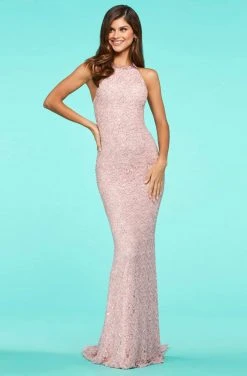 Sherri Hill - 53442 Beaded High Neckline Sequins Dress