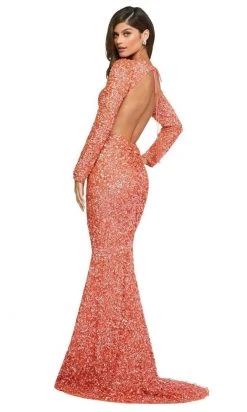 Sherri Hill - 53447 Long Sleeve Open Back Allover Sequins Dress