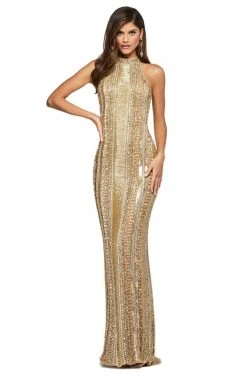 Sherri Hill - 53457 Sequined High Halter Neckline Evening Dress