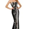 Sherri Hill - 53473 Beaded Straight Neck Trumpet Dress With Train