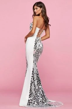 Sherri Hill - 53473 Beaded Straight Neck Trumpet Dress With Train
