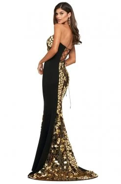 Sherri Hill - 53473 Beaded Straight Neck Trumpet Dress With Train