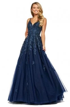 Sherri Hill - 53481 Appliqued Corset Back Tulle Ballgown