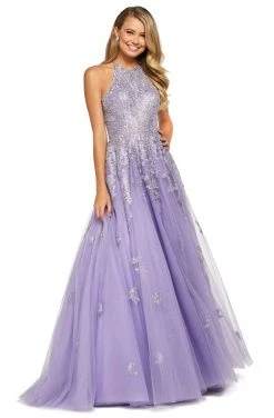 Sherri Hill - 53482 Lace Appliqued Halter Beaded Dress