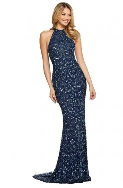 Sherri Hill - 53484 Sequined High Halter Neckline Sheath Dress