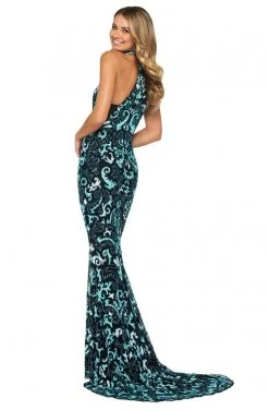 Sherri Hill - 53484 Sequined High Halter Neckline Sheath Dress