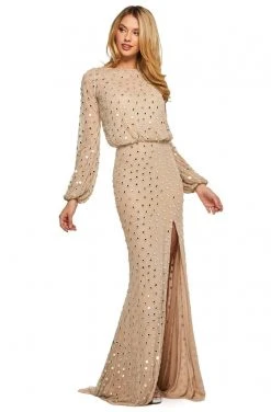 Sherri Hill - 53491 High Neckline Chiffon Sheath Dress