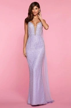 Sherri Hill - 53494 Long Beaded Plunge Watteau Dress