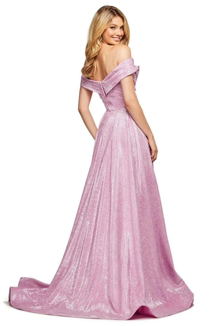 Sherri Hill - 53499 Off The Shoulder Glitter High Slit Dress 4 Sherri Hill - 53499 Off The Shoulder Glitter High Slit Dress