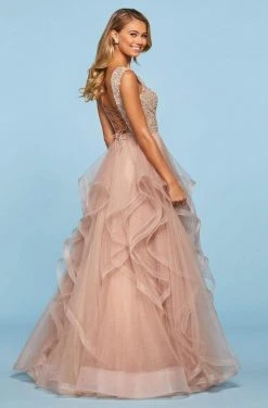 Sherri Hill - 53510 High Neckline Beaded Lace Ruffle Dress