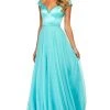 Sherri Hill - 53549 Beaded V Neck Chiffon Overlay Long Satin Dress