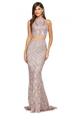 Sherri Hill - 53562 Beaded Two Piece High Halter Evening Dress 10 Sherri Hill - 53562 Beaded Two Piece High Halter Evening Dress