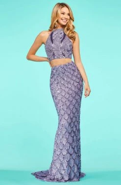 Sherri Hill - 53562 Beaded Two Piece High Halter Evening Dress 9 Sherri Hill - 53562 Beaded Two Piece High Halter Evening Dress