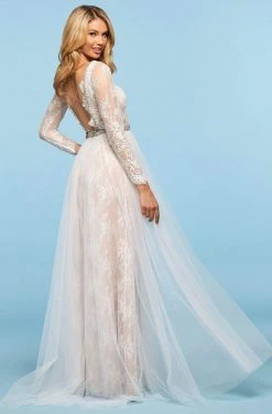 Sherri Hill - 53565 Bateau Beaded Long Sleeve Dress